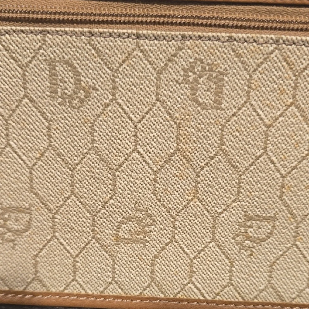 Dior Vintage Tan and Cream Monogram Pouch